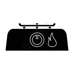 平面黑色炉灶图标厨房卡通片沸腾烧伤气体家庭家用电器火炉图片