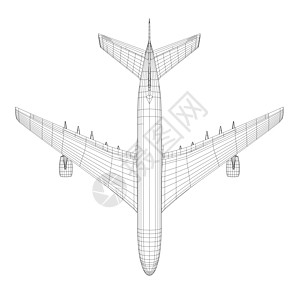 以有线框架样式显示的飞机顶部视图图片