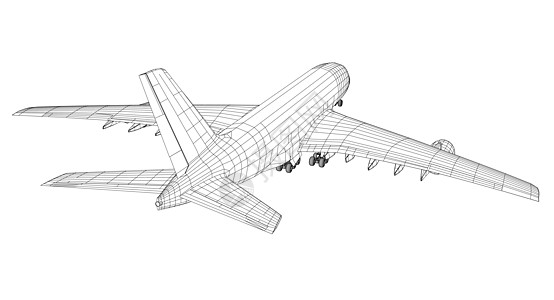 线框样式的飞机飞机场插图艺术喷射航空商业技术运输绘画假期图片