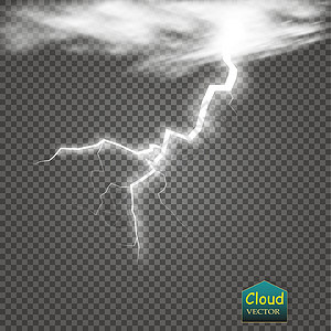风暴和闪电与雨和白云在透明背景下隔离天空蓝色插图辉光气候危险预报气象艺术天气图片