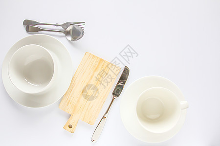 设计各种随随机设计的厨房用具的模型设计概念食物白色勺子厨具餐厅美食餐具乡村工具木头图片