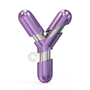 紫宝石金属芯字体LETTER Y 3反射紫色公司水晶玻璃折射材料核心字母塑料图片