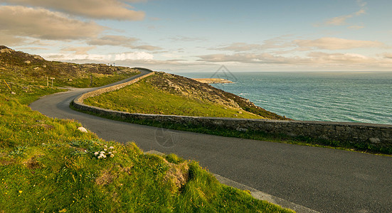 北威尔士州海岸线草原绿色海岸天气海洋天空旅行岩石悬崖图片