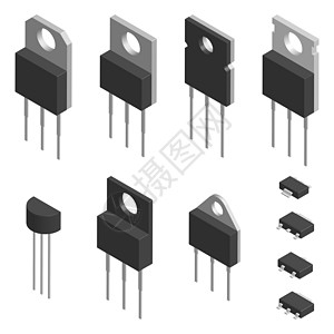 3D 矢量说明中各式各样的晶体管图片