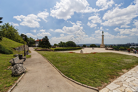 贝尔格莱德堡垒和胜利纪念碑观光橙子全景历史建筑城堡石头蓝色旅游公园图片