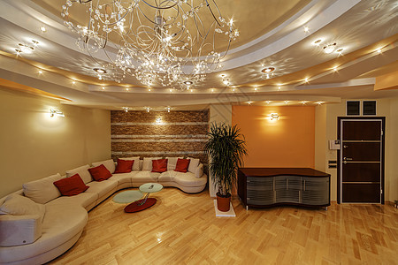 开放的客厅概念地面材料棕色红色房子木头奢华风格公寓家具图片