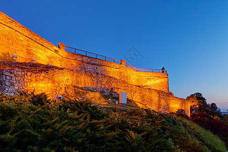 贝尔格莱德堡垒和Kalemegdan公园纪念碑旅游观光石头首都建筑蓝色橙子历史天际图片