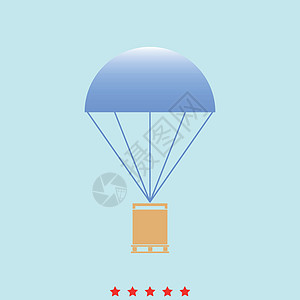 带有装有货物的降落伞是彩色图标图片