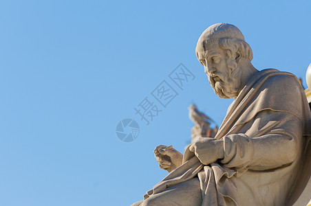经典柏拉图雕像哲学家思想家雕塑历史蓝色建筑学大理石主义教育地标图片
