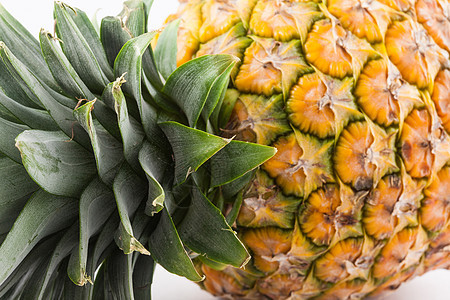 特写菠萝热带药品甜点黄色绿色叶子白色水果饮食橙子图片