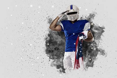 足球运动员运动垫肩职业男士蓝色竞技运动服体育制服头盔图片