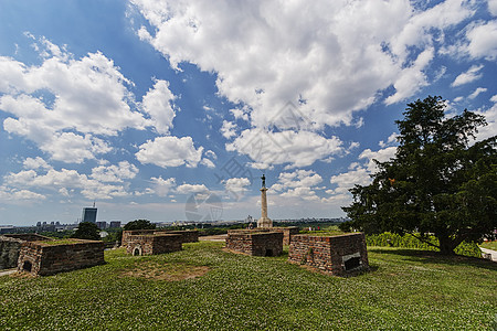 贝尔格莱德堡垒和胜利纪念碑天际观光城堡景观全景色彩城市旅行首都建筑学图片