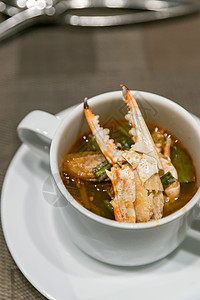 蟹汤盘子午餐浓汤叶子服务食谱海鲜食物勺子南瓜图片