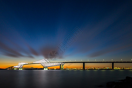 东京门桥桥夜恐龙飞机建筑学天空城市旅游橙子飞机场地标游客图片