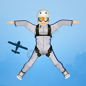 有降落伞的男子男性讲师课程运动勇气肾上腺素跳伞天空插图发射图片