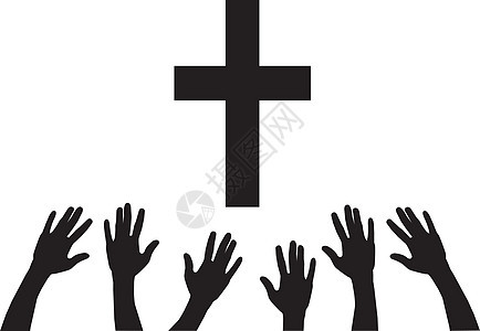 矢量祈祷手棕榈绘画插图白色精神信仰宗教祷告手指黑色图片