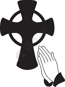 矢量祈祷手精神绘画插图手指教会白色成人祷告棕榈宗教图片