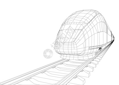 现代高速列车剪影运输多边形技术3d海报艺术创新旅行火车引擎图片