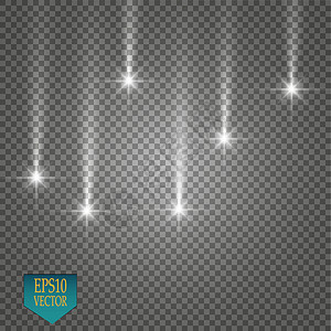 在透明背景上隔离的矢量雨彗星 灯 魔术概念 矢量白色闪光波抽象插图 白色星尘痕迹闪闪发光的颗粒被隔离 韦克托天空溪流下雨牧场气候图片