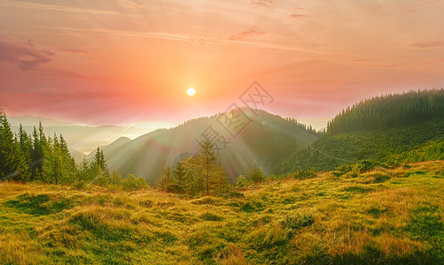 喀尔巴阡山风景与山地草原图片