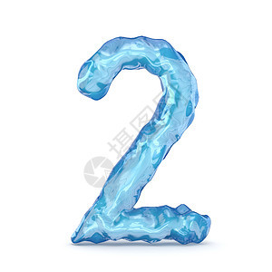 冰字体编号 2 二 3反思玻璃宝石液体蓝色水晶季节刨冰渲染天气背景图片