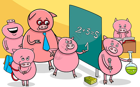 学校的猪猪漫画人物图片