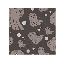 可爱的快乐水母卡通人物无缝图案海洋动物插图 自然动物水生美杜莎水族馆热带海洋异国辉光潜艇夹子野生动物生物海蜇海洋学婴儿艺术图片