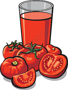 新鲜番茄汁饮食白色奶昔玻璃插图饮料蔬菜果汁早餐食物图片