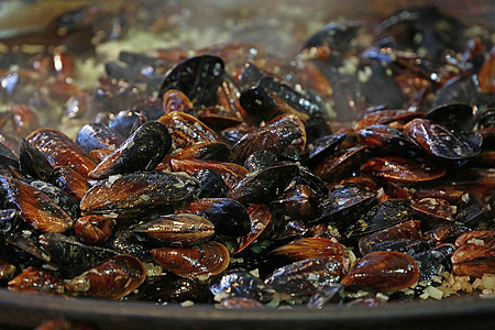 煮蒸烤烤贝贝壳 紧闭盘子美食洋葱平底锅营养海鲜油炸烹饪食物图片