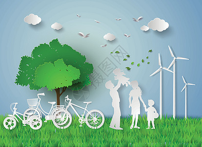 ec剪纸涡轮活力家庭回收生态世界地球行星城市绿色图片
