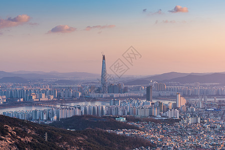 首尔市天线 韩国最佳景色建筑学首都市中心商业城市天空地标旅行建筑物场景图片