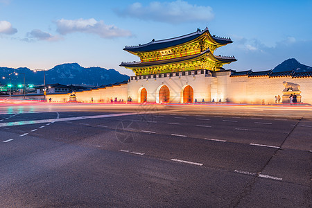 南韩首尔的庆博京贡宫殿花园建筑城市历史性旅行历史绿色游客建筑学地标图片