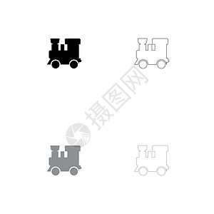 蒸汽机车 - 黑灰列车图标图片