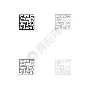 迷宫迷宫难题黑色和灰色设置 ico图片