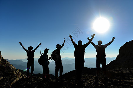 登山小组和高峰会快乐背景图片