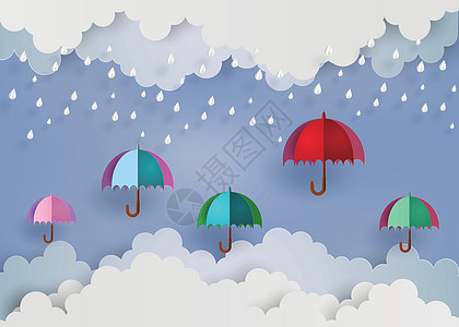 五颜六色的伞在空中与 rainnin自由航程天气光谱飞行雨滴庆典空气插图环境图片