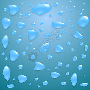水滴一套插图艺术反射温泉蓝色液体水晶雨滴玻璃宏观图片