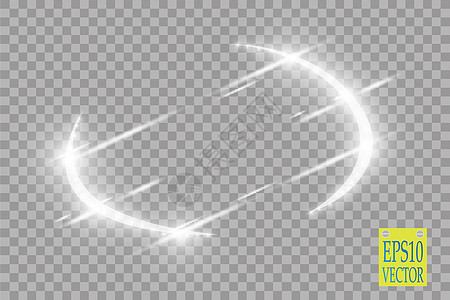 抽象豪华矢量光耀斑半圆和火花光效果 透明上闪闪发光的紫色圆形框架 星光移动背景 消息或日志的发光模糊空间新月椭圆科学金子网络插图图片