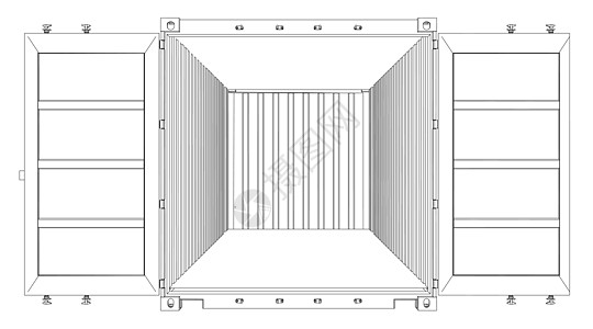 打开空货箱 线框样式卡通片办公室插图商品金属仓库货运后勤出口包装图片