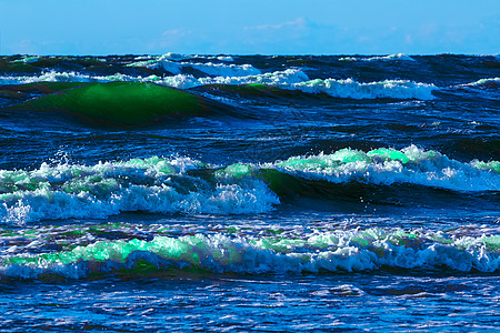 夏季海浪运动毁灭性力量海洋蓝色旅游风暴波浪飓风海景图片