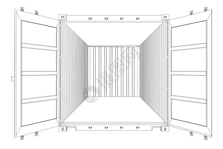 打开空货箱 线框样式工业商品货运插图货物起重机仓库金属办公室贮存图片