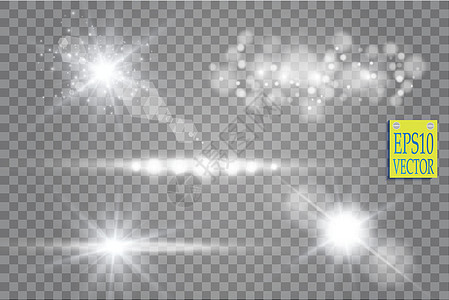 透明日光透镜照明灯光效应 星际爆发时有火花 矢量插图图片