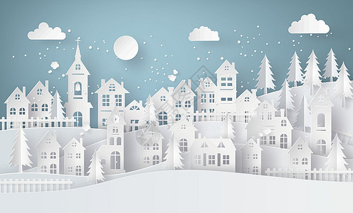 冬雪城市乡村风景市区村 满月全月图片