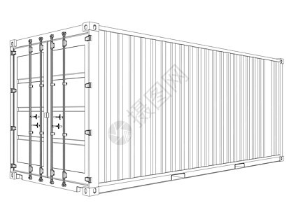 货物集装箱 线框样式船运仓库运输出口工业商品起重机商业包装插图图片