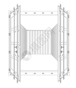 打开空货箱 线框样式运输工业起重机仓库货物办公室插图金属商业出口图片