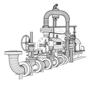 有线框架工业泵植物工厂力量平台设施阀门管道楼梯气体软管图片