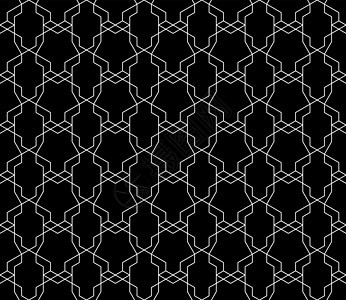 具有可编辑笔划权重的矢量无缝几何图案菱形六面体黑色对角线三角形网格多边形窗帘六边形窗饰图片