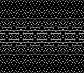 具有可编辑笔划权重的矢量无缝几何图案装饰中风墙纸黑色网格窗帘正方形多边形三角形条纹图片