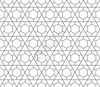 具有可编辑笔划权重的矢量无缝几何图案三角形条纹菱形墙纸六边形风格对角线装饰窗饰多边形图片