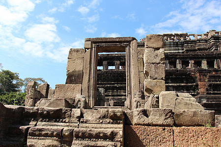 柬埔寨古老寺庙的窗户宗教热带遗产高棉语荒野城市地标石头旅行历史性图片